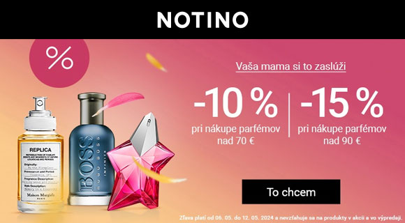Zľavový kód až - 15% zľava na Top parfémy na Notino.sk